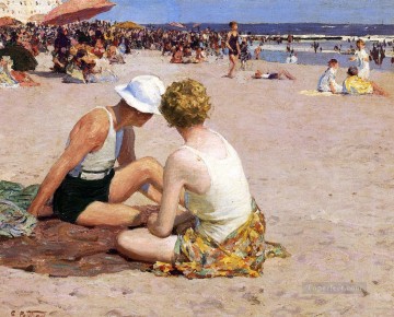  Impresionista Arte - Unas vacaciones de verano en la playa impresionista Edward Henry Potthast